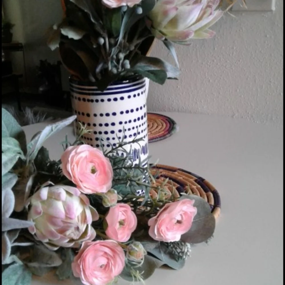 Hand Crafted Tropical Protea Faux Flower Accents Greens Final Sale